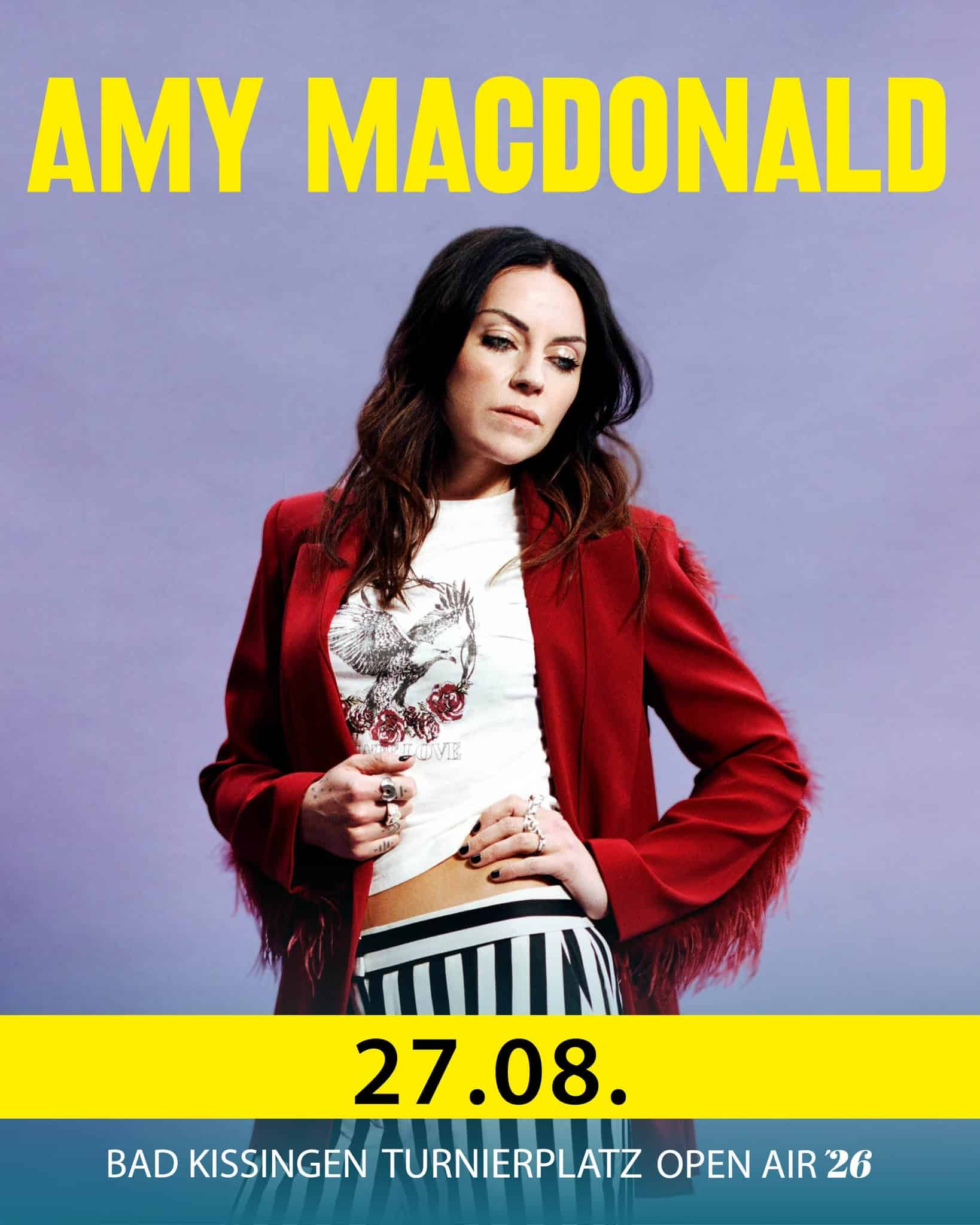 🎶 𝐀𝐦𝐲 𝐌𝐚𝐜𝐝𝐨𝐧𝐚𝐥𝐝 𝐥𝐢𝐯𝐞 𝐢𝐧 𝐁𝐚𝐝 𝐊𝐢𝐬𝐬𝐢𝐧𝐠𝐞𝐧! ✨

Am 27. August 2026 kommt Amy Macdonald zum Bad Kissingen Turnierplatz Open Air  und bringt ihre unverwechselbare Mischung aus Energie, Gefühl und Folk-Pop auf die Bühne. 💛

Mit Welthits wie „This Is The Life“, „Mr. Rock & Roll“ und „Dream On“ sowie Songs aus ihrem aktuellen Album „Is This What You’ve Been Waiting For?“ erwartet euch ein Sommerabend voller Emotionen, Mitsing-Momente und Gänsehaut. 🌅🎤

Amy Macdonald steht für ehrliche Musik, starke Geschichten und eine Live-Atmosphäre, die verbindet – nahbar, kraftvoll und absolut mitreißend.

📅 27.08.2026
📍 Bad Kissingen Turnierplatz Open Air
🎟️ Tickets & Infos: www.badkissingen-openair.de

Wer ist dabei und feiert diesen besonderen Sommerabend mit uns? 🙌✨

Foto: Olivia Rose

#AmyMacdonald #BadKissingenTurnierplatzOpenAir