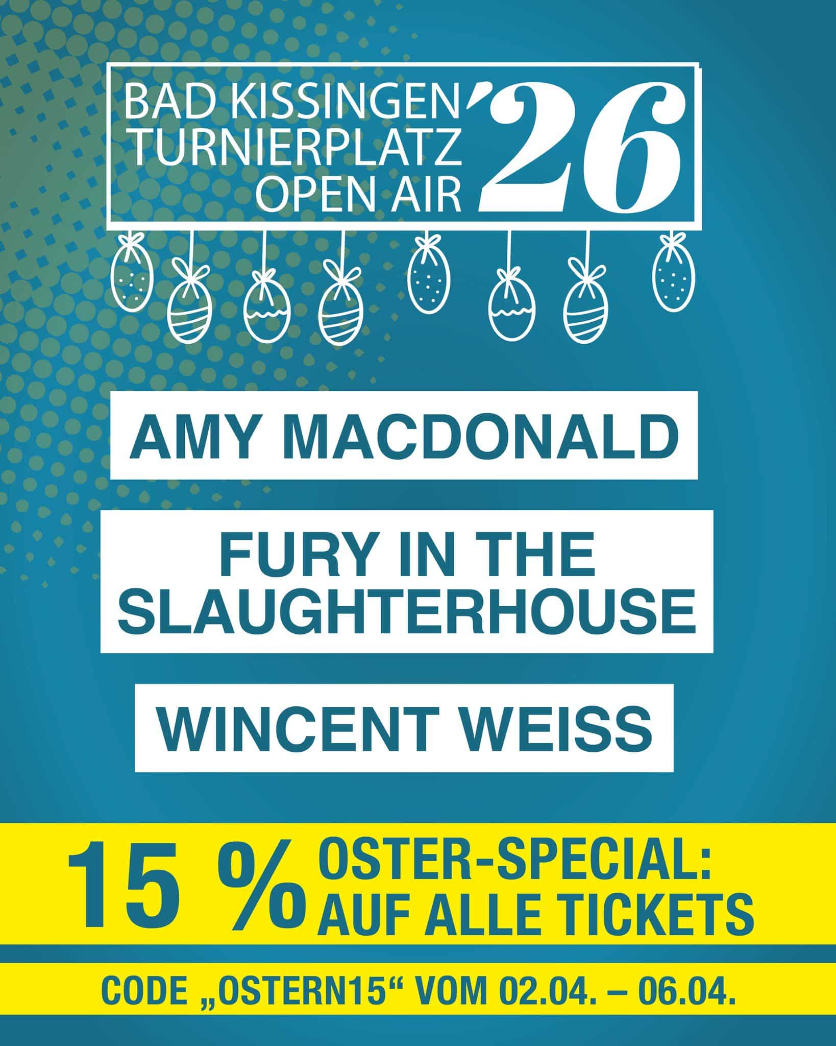 🐣🎟️ 𝐎𝐬𝐭𝐞𝐫-𝐒𝐩𝐞𝐜𝐢𝐚𝐥 𝐟ü𝐫 𝐞𝐮𝐜𝐡! 🎶✨

Sichert euch jetzt 𝟏𝟓 % 𝐑𝐚𝐛𝐚𝐭𝐭 auf alle Tickets für das Bad Kissingen Turnierplatz Open Air! 💛

👉 Einfach beim Kauf über Reservix den Code 𝐎𝐒𝐓𝐄𝐑𝐍𝟏𝟓 eingeben und sparen.

https://bad-arolsen-openair.reservix.de/events

📅 Aktionszeitraum:
02.04. – 06.04.

Perfekt fürs Osternest! 

*𝑎𝑢𝑓 𝑑𝑒𝑛 𝐺𝑟𝑢𝑛𝑑𝑝𝑟𝑒𝑖𝑠 𝑧𝑧𝑔𝑙. 𝐺𝑒𝑏üℎ𝑟𝑒𝑛

#Osteraktion #OSTERN15 #BadKissingenTurnierplatzOpenAir