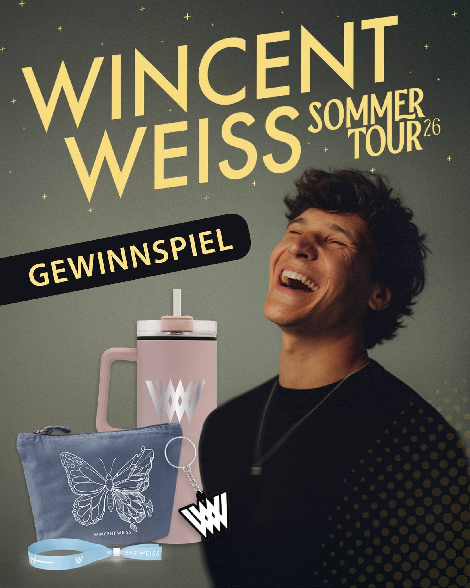 🎁 𝐆𝐄𝐖𝐈𝐍𝐍𝐒𝐏𝐈𝐄𝐋 – 𝐖𝐢𝐧𝐜𝐞𝐧𝐭-𝐖𝐞𝐢𝐬𝐬-𝐌𝐞𝐫𝐜𝐡𝐩𝐚𝐤𝐞𝐭! 🎶✨

Wir verlosen ein exklusives Wincent-Weiss-Merchbundle, bestehend aus:

👉 Trinkbecher
👉 Kulturtasche
👉 Armband
👉 Schlüsselanhänger

UND 1x2 Freikarten für das Konzert.

Perfekt zum Start ins neue Jahr und als Vorfreude auf sein Konzert beim Bad Kissingen Turnierplatz Open Air 2026! 💛🙌

So könnt ihr teilnehmen:

1️⃣ Unserem Account auf Instagram und/oder Facebook folgen
2️⃣ Diesen Beitrag liken
3️⃣ Gerne kommentieren, mit wem ihr zu Wincent Weiss gehen würdet (optional)
4️⃣ Optional in eurer Story teilen für etwas Extra-Liebe 💫

📅 Gewinnspielzeitraum:
05.06.2025 – 10:00 Uhr
bis
10.06.2026 – 12:00 Uhr

👆 Teilnahme ab 18 Jahren.

🎉 Der/die Gewinner/in wird per Zufallsgenerator ausgelost und von uns benachrichtigt.

⚠️ Hinweis: Dieses Gewinnspiel steht in keinem Zusammenhang zu Meta.

💶 Eine Barauszahlung des Gewinns ist nicht möglich.

🍀 Wir drücken euch die Daumen!