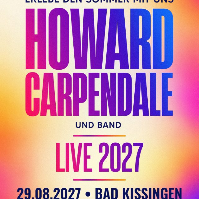 🎉 HOWARD CARPENDALE KOMMT NACH BAD KISSINGEN! 💛🎶

Der nächste Act für das Bad Kissingen Turnierplatz Open Air 2027 steht fest – und wir freuen uns riesig! 😍

Am 29. August 2027 begrüßen wir HOWARD CARPENDALE UND BAND live auf dem Turnierplatz!

Freut euch auf einen unvergesslichen Sommerabend mit einer der bekanntesten Stimmen der deutschen Musikszene, großen Hits, jeder Menge Emotionen und ganz viel Gänsehaut. ✨

Ob „Hello Again“, „Ti Amo“ oder „Nachts, wenn alles schläft“ – diese Songs können Generationen mitsingen! 🎤💛

📅 Sonntag, 29.08.2027
📍 Bad Kissingen Turnierplatz Open Air
🎶 Howard Carpendale und Band – LIVE 2027

🎟️ Der Vorverkauf startet HEUTE!

👉 Ab sofort im Eventim Presale
👉 Ab Montag, 12:00 Uhr, bei allen bekannten Vorverkaufsstellen!

Also sichert euch eure Tickets und freut euch mit uns auf einen wunderschönen Open-Air-Abend im Sommer 2027! ☀️

Wer von euch ist bei Howard Carpendale dabei? 😍